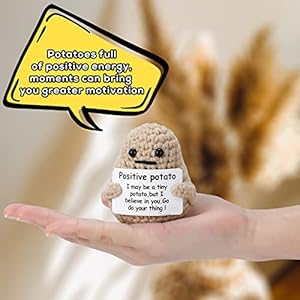 Mini Funny Knitted Wool Potato Toy with Positive Card - Creative Cute Crochet Doll Cheer Up Gift for Friends, Parties, Christmas Decoration and Encouragement Mini Funny Knitted Wool Potato Toy with Positive Card Creative Cute Crochet Doll Cheer Up Gift for Friends Parties Christmas Decoration and Encouragement