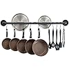 OROPY 39 inch Pot Bar Rack Wall Mounted Detachable Pans Hanging Rail Kitchen Lids Utensils Hanger with 14 S Hooks Black