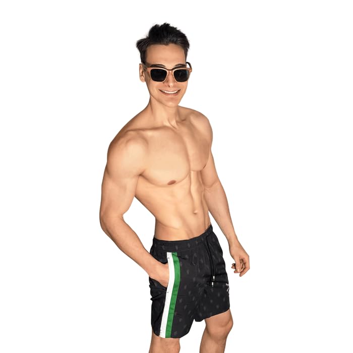 Hoamatkult Steiermark Panther Badehose Schwarz - Herren Badehose mit Steirischer Panther Design, Schnelltrocknendes Material, Elastischer Bund, Bequemer Sitz