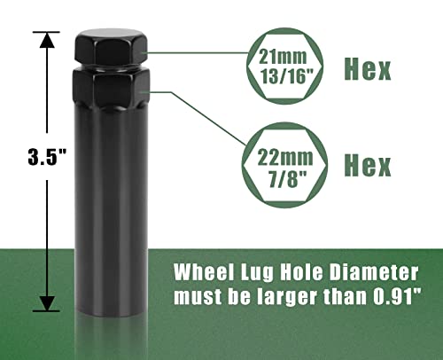 Image of 7 Spline Lug Nuts Key Tuner Large Socket Lugnuts Tool for Wrench with 13 /16inch(21mm) and 7 /8inch(22mm) Hex Replacement 14x1.5 14x2 9 /16 Wheel Lug Nut Drive Lock Black 20mm Inner Diameter