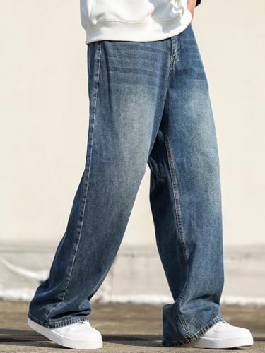 Image of DFGIGT Mens Baggy Jeans Wide Leg Denim Pants Y2k Loose Fit Streetwear