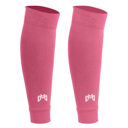 MediCaptain Pre Cut Soccer Sock Sleeves, Companion for Soccer Grip Socks, Securely Holds Shin Guards, Compression Leg Warmer (Pink, One Size)
