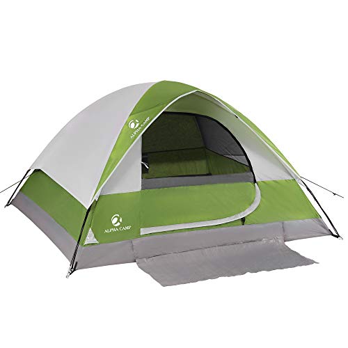ALPHA CAMP 2-Person Camping Dome Tent with Carry Bag, Lightweight Waterproof Portable Backpacking Tent for Outdoor Camping/Hiking