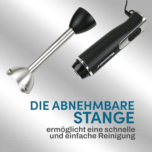 Elite Gourmet EHB1015 Immersion Hand Blender 500 Watt 2 Speed Mix met roestvrij stalen bladen, demonteerbare wandstickmixer, smoothies, babyfood, soup, zwart - Afbeelding 3