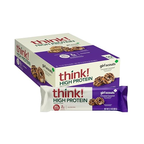 think! Protein Bars High Protein Snacks Gluten Free 20 grams of Whey Protein Coconut Caramel (10 Count)