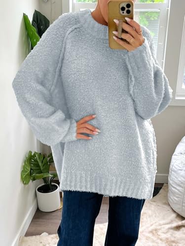 Image of Saodimallsu Womens Oversized Sweater Fuzzy Long Sleeve Casual Tunic Sweater