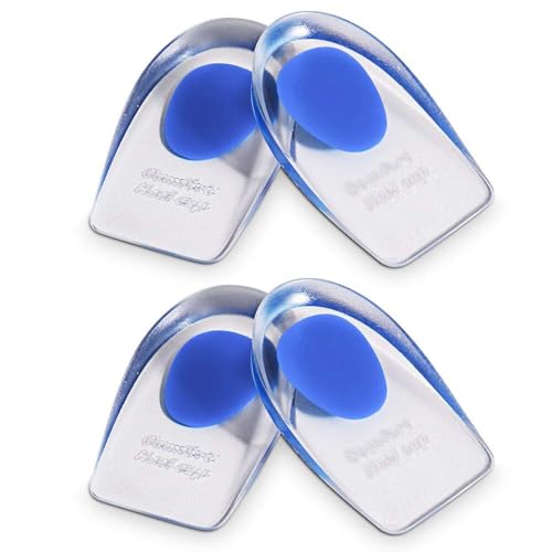 2 Pairs Gel Heel Cups Silicone Heel Cup Pads for Plantar Fasciitis Heel Spur & Achilles Pain Gel Heel Cups and Cushions Absorbing Support (L)