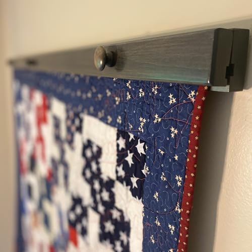 Image of RRD Amish Made Quilt Rack Wall Mount - Rustic Tapestry Hangers for Rugs, Tapestries & Quilts - Maple Wood, Antique Slate Stain, 30'
