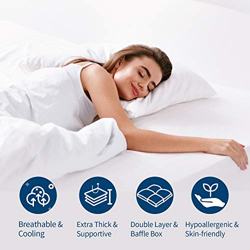 ELEMUSE Twin XL Size Fusion Goose Down Featherbed Mattress Topper for College Dorm, Thick and Fluffy Double Layer Pillowtop Mattress Pad, with 8-21 Inch Deep Pocket
