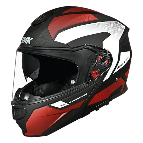 Image of SMK Gullwing Sonic Flip-up Full Face Helmet ISI, ECE22.06 and DOT Certified with Antifog Pinlock 30 and Dual Visor - L