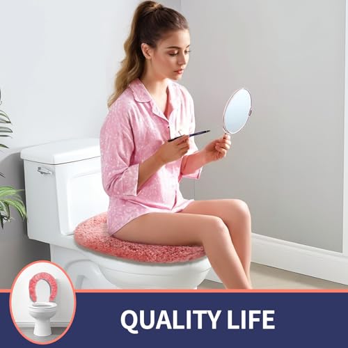 Baahrnom Luxury Tufted Toilet Lid Cover Machine Washable Solid Seat Covers 19.5\"x 18.5\" Stays in Place Rubber Backing Adjustable Fits Most Round Elongated and Oblong Lids - Thumbnail 6