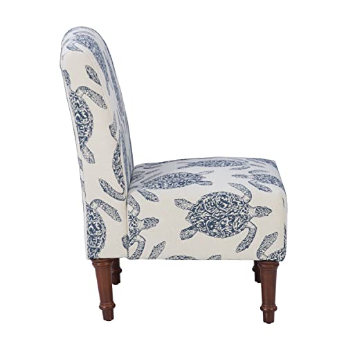 Powell Company Powell Markay Accent Chair, 25"W x 18.75"D x 35H, Ivory with Blue Sea Turtle Pattern, Traditional, Coastal, Upholstered, Armless, 275 lbs Max Weight, Indoor Use - Image 7