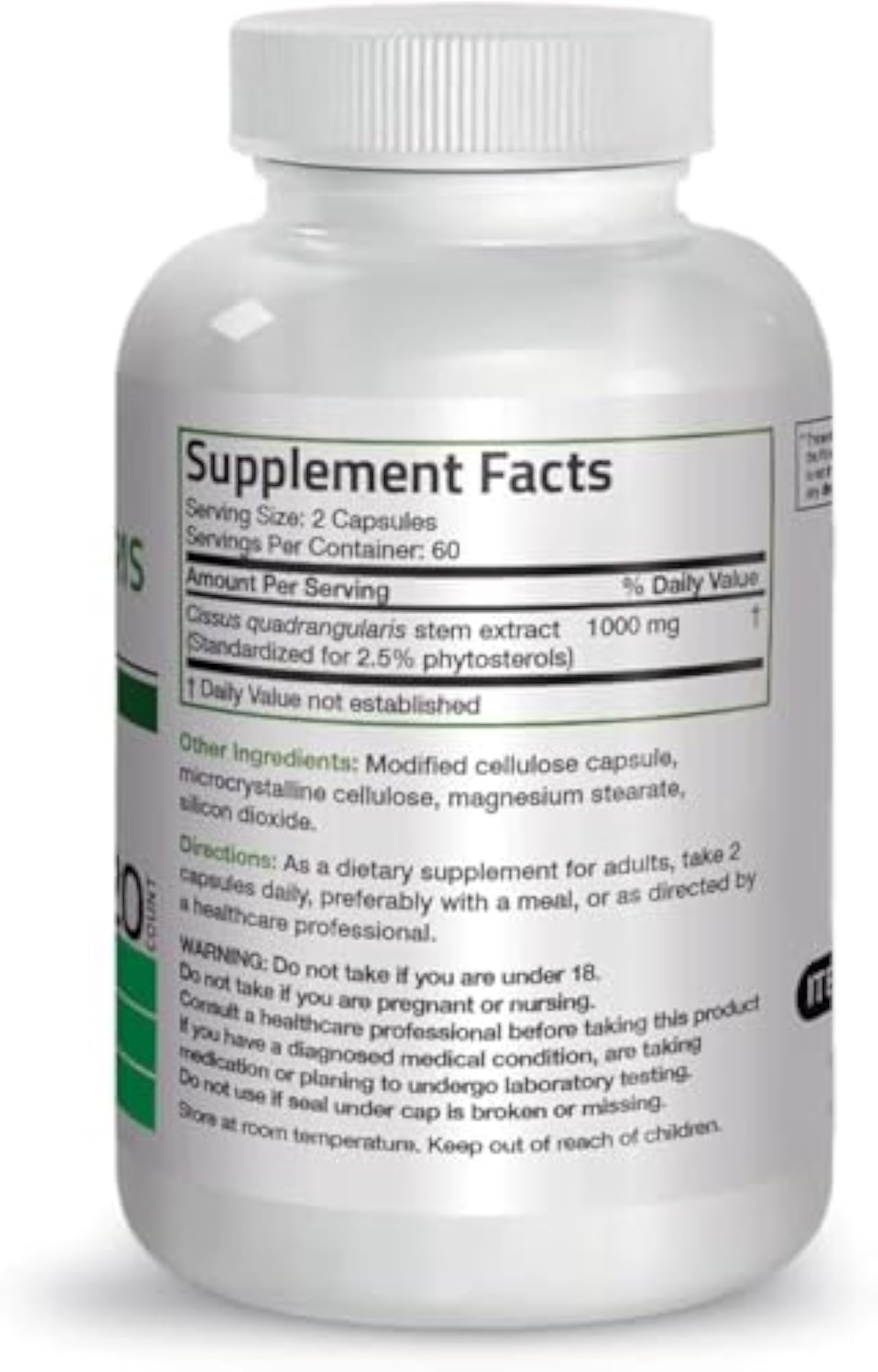 Cissus Quadrangularis Extract 1000 mg Capsules, 120 Count