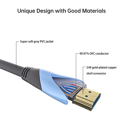 Kimtabo 6 Ft Hdmi Cables 2 Pack 4K Hdmi Cable 60Hz | High Speed Hdmi Cord, Y Style, Grey Jacket, Gold Connectors, Arc, 2K, 1080P | For Laptop, Ps4, Ps5, Xbox One, Monitor, Lg, Apple Tv, Projector #TOP4