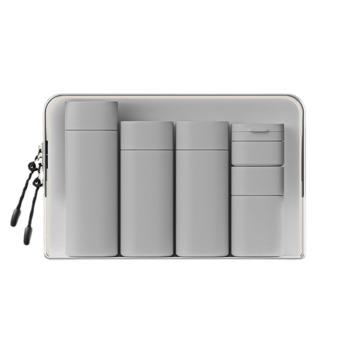 Fanpoi Set Di 5 Bottiglie Da Viaggio Con Dispenser Per Crema Da Viaggio, Contenitori Da Toeletta, Approvati Tsa, Essenziali Da Viaggio, Grigio Chiaro, Solido-image