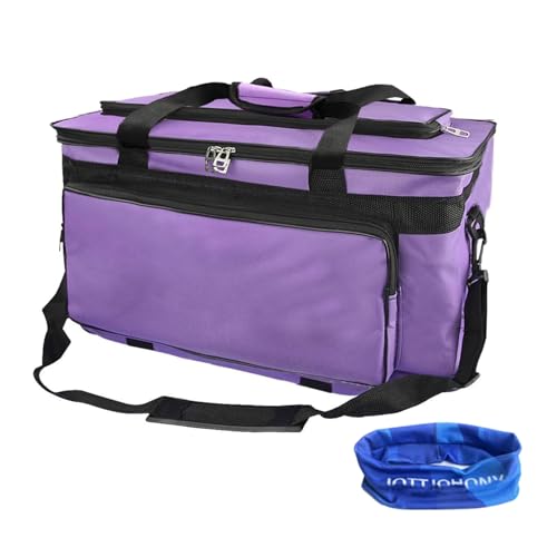 Image of Art Supplies Organizer Bag Craft Tool Storage Tote Carrying Case Artist Travel Carrier Waterproof Paint Box Foldable For Drawing Sketch Painting Large Capacity, purple, 18.5x11.8x10.6inch(47x30x27cm)