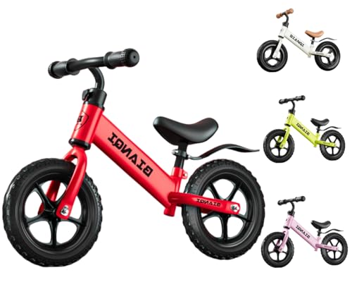 12インチ/14インチペダルなし自転車 キッズバイク子供用自転車 ペダルなし 超軽量 持ち運びも簡単 おしゃれ 発泡タイヤ 乗り物 男の子 女の子 (レッド, 14インチ)