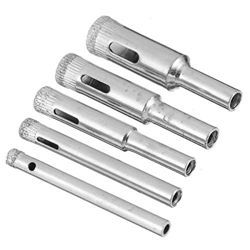 Brocas de diamante para perforación de núcleo, juego de 5 piezas (5/6/8/10/12 mm) para mármol, vidrio y baldosas miniatura 2