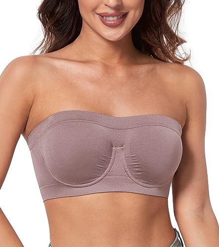 Image of HACI Women's Non Padded Strapless Bra Underwire Bandeau Seamless Multiway Supportive Tube Top