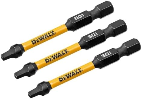 DEWALT FLEXTORQ Square #1 Bits 3Pk, Robertson 1/4 x 2-1/4in for Impact Drivers & Drills, Hex Shank (DWAF2SQ1IR3)