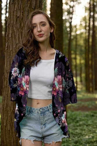 Image of Chunoy Women Short Sleeve Chiffon Kimono Beach Swimsuit Cover Up