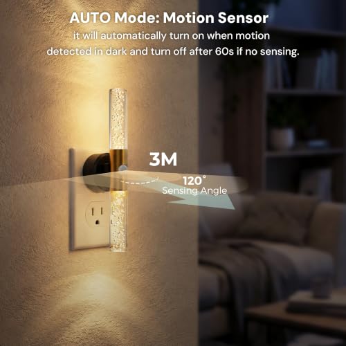 Image of L LOHAS LED Motion Sensor Night Light, Amber-3000K-5000K, Rotating, 2 Pack