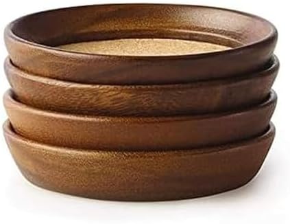 Kamenstein 4 Piece Set, Natural Acacia Wood and Cork Stackable Co...