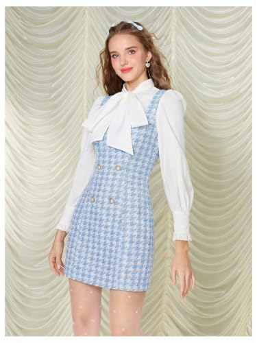 Image of Floerns Women's Plaid Tweed Sleeveless Square Neck Elegant Work Mini Dress