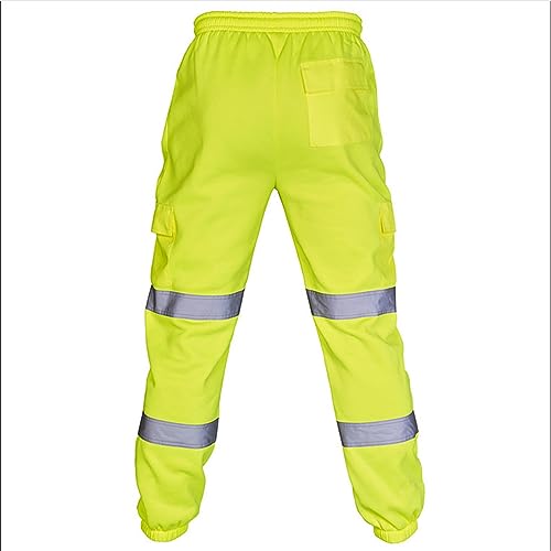 evzosrz Mens Casual Cargo Pants High Visibility Reflective Overalls Safety Work Outdoor Hiking Elastic Construction Trousers2