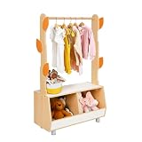 OOOK Tree Kids Dress Up Rack, Dress Up Storage for Toddlers, Kids' Costume Organizer Center with Storage Cabinet, Suitable for Children's Room, Living Room, Playroom and Daycare Centers.