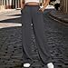 Women's Wide Leg Dress Pants Stretch High Waisted Work Pants Business Solid Casual Fashion Slacks with Pockets Dark Gray L