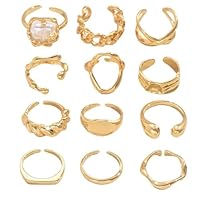 Guyode Oro Anelli Donna, Impilabili Anelli Acciaio Inossidabile Donna, Aperti Anello Mignolo Donnas, Regolabili Anello Donnas Oro, Ipoallergenici Set Anellis per Moglie Fidanzata Madre Figlia Amante