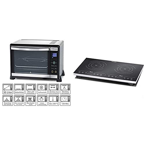 Elektronik Back & Grill Ofen BGE 1580/E - 30 Liter Backraum, elektronische Regelung von 80-230 °C & CT 3410/IN Doppel-Induktionskochfeld