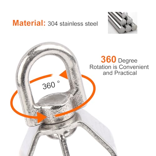 LordHardware 2PCS M32 Double Sheave Pulley Block 304 Stainless Steel Lifting Crane Swivel Hook