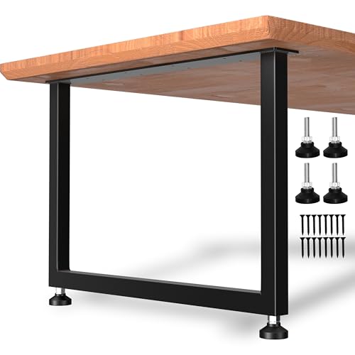 CHICAURA Heavy Duty Metal Table Legs 28x35 Inch, Extra Wide Steel Base for Live Edge Slab, Epoxy River, Large Dining or Conference Table, Industrial Square Frame, Supports 1000lbs, Set of 2, Black
