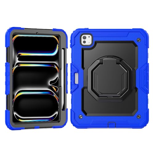 Coque iPad Pro 11 M4 antichoc bleue avec bandoulière pour travailler partout