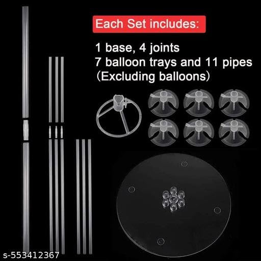 Image of ZERECORD LIFE BETTER 3pc Acrylic Balloon Stand with Suction cup- Balloon Holder with 7 Balloon Sticks, 7 Balloon Cups, 1 Balloon Base Holders for Birthday Wedding Anniversary Party Decorations.