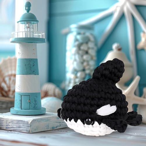 Image of Crochetta Crochet Kit for Beginners, Crochet Starter Kit w Step-by-Step Video Tutorials, Beginner Crochet Kit for Adults Kids Women Men Complete Kit Included (Killer Whale)