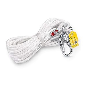 Touw Wit 10mm Statisch Bergbeklimmen Touw, Zeer Sterk Scheurbestendig Nylon Touw Met Dubbele Karabijnhaak 10M-100M (Size…