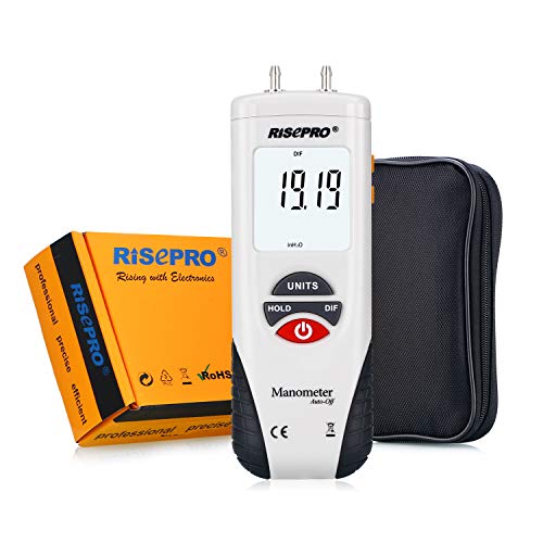 Manometer, RISEPRO® Digital Air Pressure Meter and Differential Pressure Gauge HVAC Gas Pressure Tester #1