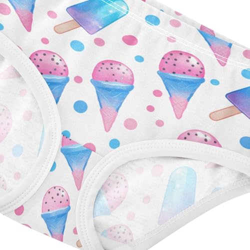 Wusikd Ice Cream Girls' Underwear Cotton Blue Pink Girls Briefs Soft Toddler Underwear 2T4