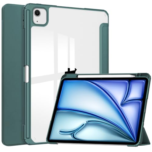 Étui à flip iPad Pro 13 M5 : finies les rayures grâce au silicone et cuir Vert Foncé