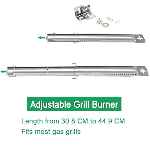 WELL GRILL Brennerabdeckung und Gasgrill Brenner für Rösle Videro G4-S, G4-S Nero, Vario+, 40,2cm Edelstahl Flammenverteiler Brennerrohr Piezozünder für Rösle Grill Zubehör - 4er Pack