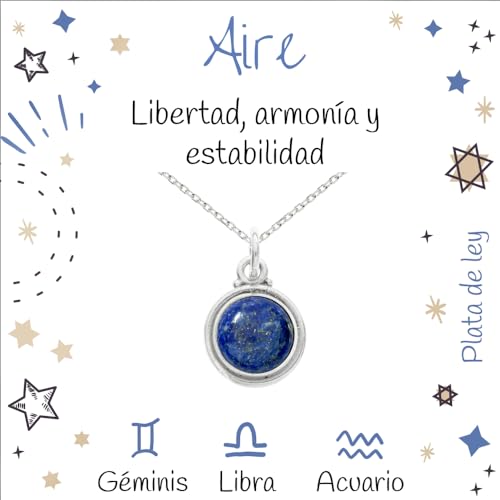 Collar redondo de piedra natural lapislázuli Plata de Ley 925 -