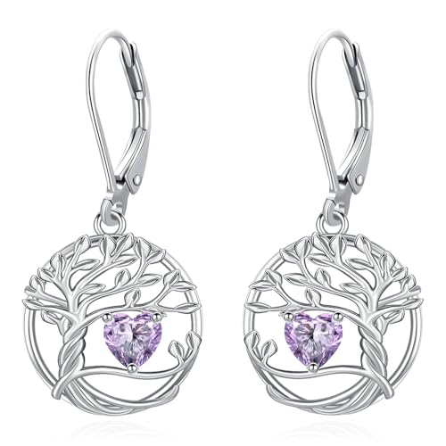 Boucles d'oreilles arbre de vie en argent anti-allergie pour peau sensible