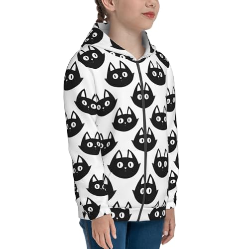 Black Cats Kid Hoodies Boys Zip Up Sweatshirts Girls Pullover with Pocket4