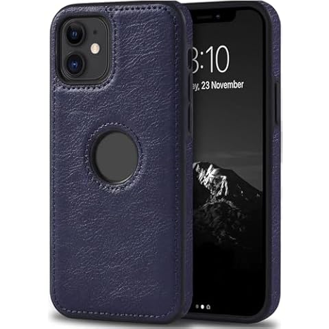LANDEE Luxury Leather Phone Case for iPhone 12 Mini Non-Slip Grip Full Body Ultra Slim Protective Cover (Blue) Cover