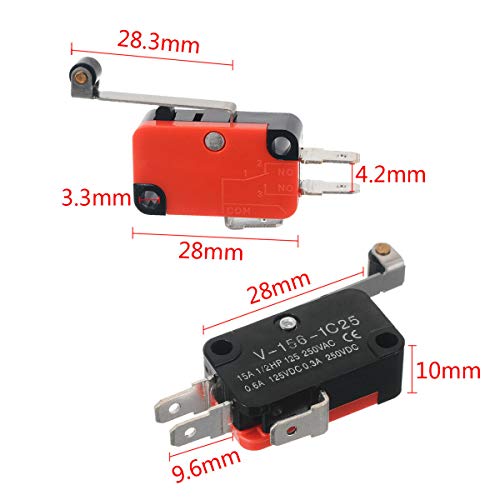 Hiletgo 3-01-1191 10Pcs V-156-1C25 Lead Limit Switch Spdt Switch Silver Base Contact Roller Swing thumb #2