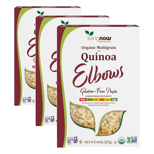 NOW Foods, Organic Quinoa Macaroni, Gluten-Free, Corn-Free, Non-GMO Elbow Pasta, 8-Ounce (Pack of 3)