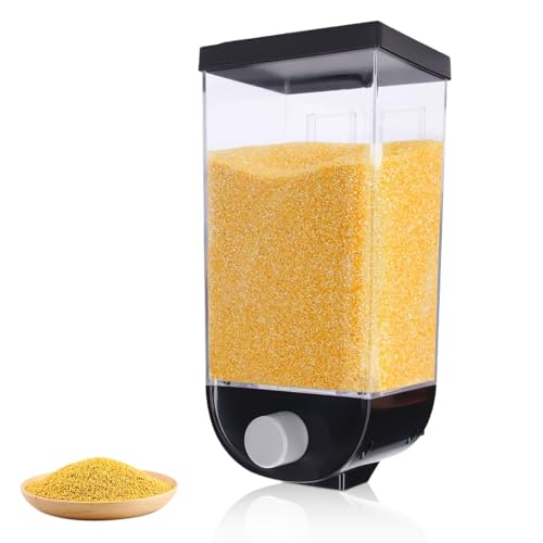 Cyrank Wall Mounted Laundry Detergent Dispenser, Dry Food Dispenser Airtight Grain Cereal Storage Container Fabric Softener Beads Dispenser(1.5L)